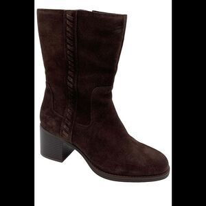 Vince Camuto Water Repellent Mid Shaft Suede Boots Zelcinna Root Beer - Medium